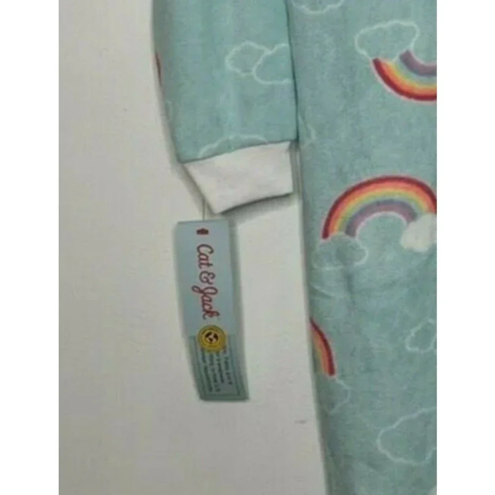 NWT Cat&Jack Rainbow Unicorn Hooded One Piece PJs sz 10/12 Large Youth